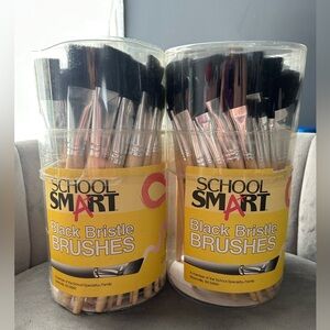 School Smart Black Bristle Paint Brushes, Long Handle, Assorted Sizes